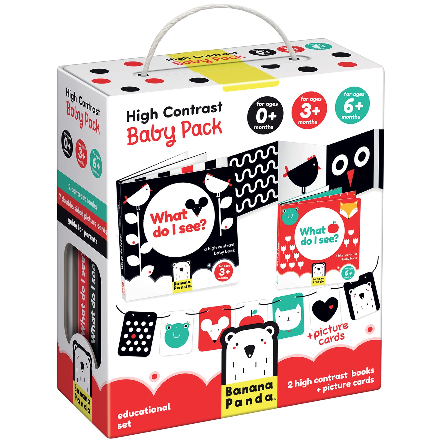 Kontrastinės kortelės High Contrast Baby Pack - Banana Panda