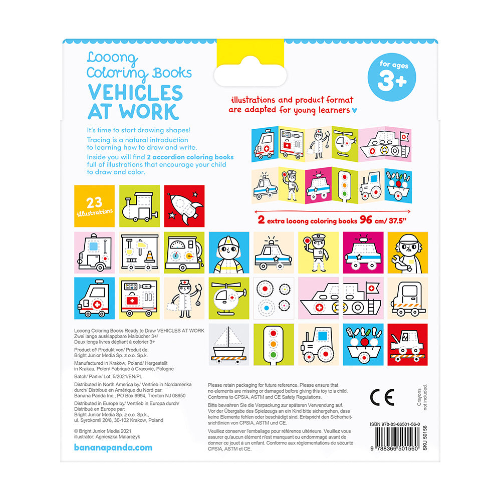 Looong Coloring Books Ready to Draw - Vehicles at Work